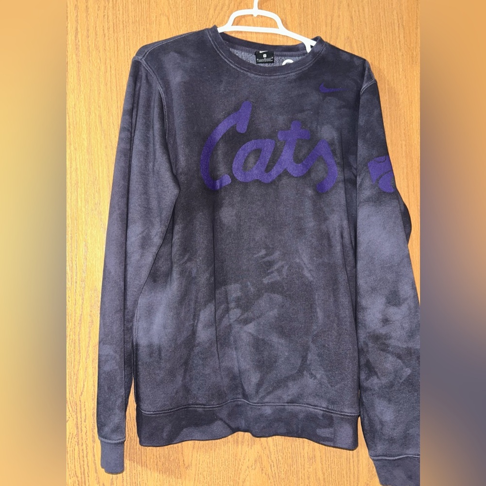 Kansas state university Nike crewneck hand tie-dyed dark purple